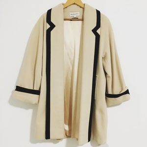 Vintage Bloomingdales Cream and Black Pea Coat.